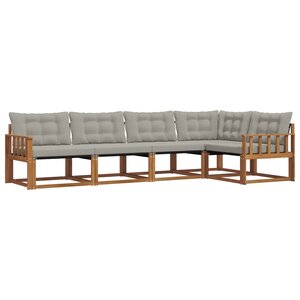 vidaXL Ensemble de canapés d'extérieur 5 pc Gris Naturel et Clair