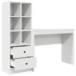 vidaXL Bureau avec tiroir avec étagère avec stockage 2 Pièces Blanc