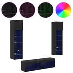 vidaXL Unité murale de TV 6 Pièces Chêne noir Bois d'ingénierie