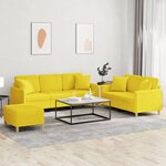 vidaXL Ensemble de canapés 3 Pièces avec coussins jaune clair tissu