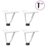 vidaXL Pieds en épingle à cheveux pour table basse 4 pièces Blanc 10 cm Acier massif