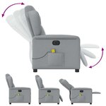 vidaXL Fauteuil de massage inclinable électrique gris clair tissu
