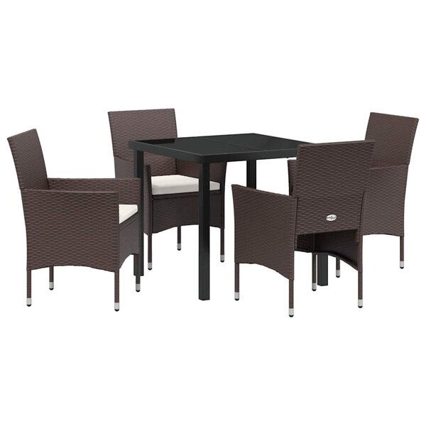 vidaXL Ensemble de salle à manger pour jardin 5 Pièces Marron Poly rotin