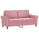 vidaXL Canapé 2 places avec oreillers décoratifs rose 140 cm velours