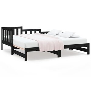 vidaXL Lit coulissant sans matelas noir 2x(90x200) cm