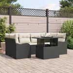 vidaXL Ensemble de canapé de jardin 7 Pièces Noir 100 x 55 x 73 cm
