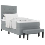 vidaXL Lit avec sommier et banc gris clair 90x190 cm Tissu