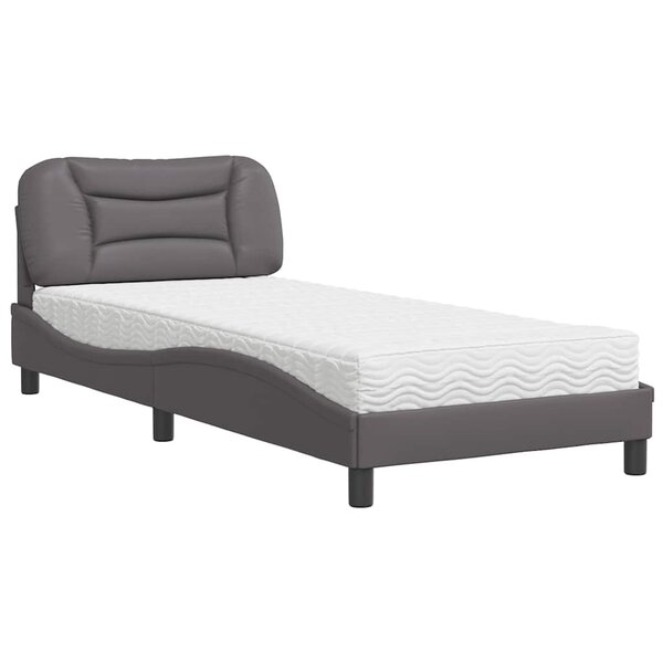 vidaXL Lit avec matelas gris 90x200 cm similicuir