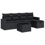 vidaXL Salon de jardin 6 Pièces avec coussins noir résine tressée