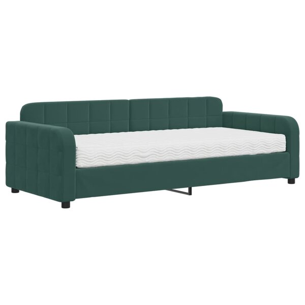 vidaXL Lit de jour avec matelas vert foncé 90x200 cm velours