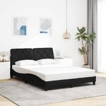 vidaXL Cadre de lit avec LED sans matelas noir 140x200 cm tissu