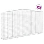 vidaXL Paniers à gabions arqués 5 Pièces 400x50x200/220 cm Fer galvanisé