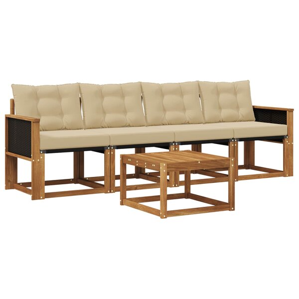 vidaXL Ensemble de canapés d'extérieur 5 Pièces Naturel et Beige