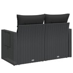vidaXL Canapé de jardin avec coussins 2 places noir résine tressée