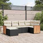 vidaXL Salon de jardin 6 Pièces avec coussins noir résine tressée