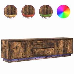vidaXL Meuble TV avec lumières LED chêne fumé 193 5x41x50 cm