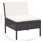 vidaXL Salon de jardin 6 Pièces avec coussins Résine tressée Noir