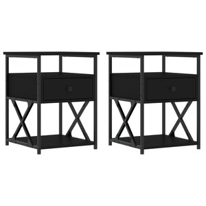 vidaXL Tables de chevet 2 Pièces noir 40x42x55 cm bois d’ingénierie