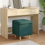 vidaXL Pouf de rangement avec coussin Vert foncé 40 x 40 x 45 cm tissu