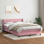 vidaXL Sommier à lattes de lit avec matelas rose 160x210 cm velours
