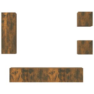 vidaXL Ensemble de meubles TV 5 Pièces Chêne fumé Bois d'ingénierie