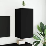 vidaXL Meuble TV mural avec lumières LED noir 40 5x35x80 cm