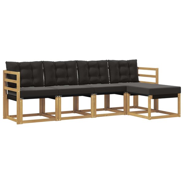 vidaXL Ensemble de canapés d'extérieur 5 pc Blanc et noir