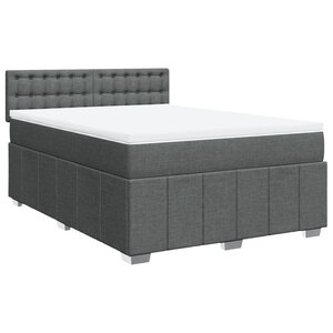 vidaXL Sommier à lattes de lit avec matelas Gris foncé 140x200cm Tissu