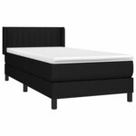 vidaXL Sommier à lattes de lit avec matelas Noir 90x200 cm Tissu