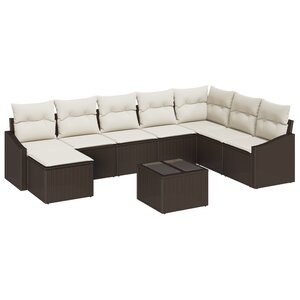 vidaXL Ensemble de Canapé de Jardin 8 Pièces avec Coussins Gris en Rotin Poly