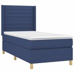 vidaXL Sommier à lattes de lit avec matelas Bleu 90x200 cm Tissu
