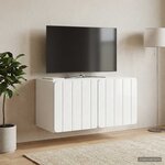 vidaXL Meuble TV mural 59 5 x 31 x 30 cm Blanc brillant