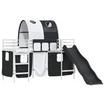 vidaXL Lit mezzanine pour enfants Blanc et Noir 74 5 x 190 cm Métал