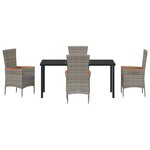 vidaXL Ensemble de Salle à Manger de Jardin 5 Pièces avec Coussins Rattan Poly Gris