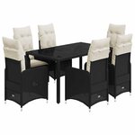 vidaXL Ensemble de bistro de jardin 7 Pièces coussins noir poly rotin