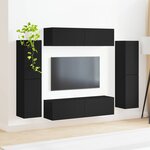 vidaXL Ensemble meuble TV 8 Pièces Noir Bois d'ingénierie