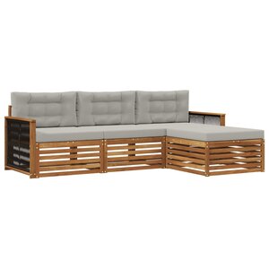 vidaXL Ensemble de canapés d'extérieur 4 pc Naturel et gris clair
