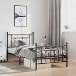 vidaXL Cadre de lit métal sans matelas avec pied de lit noir 100x190cm