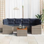 vidaXL Ensemble de canapé de jardin 7 Pièces Gris et bleu marine