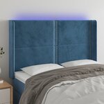vidaXL Tête de lit à LED Bleu foncé 147x16x118/128 cm Velours