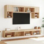 vidaXL Unités murales TV avec LED 6 Pièces chêne sonoma bois d'ingénierie