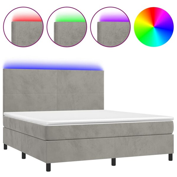 vidaXL Sommier à lattes de lit avec matelas LED Gris clair 160x200 cm