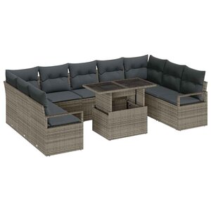 vidaXL Ensemble de canapé de jardin avec coussin 10 Pièces Gris