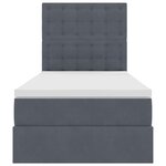 vidaXL Lit de rangement LED avec matelas Gris foncé 90 x 190 cm