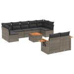 vidaXL Salon de jardin avec coussins 10 Pièces gris résine tressée