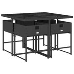 vidaXL Ensemble à manger de jardin coussins 5Pièces Noir Résine tressée