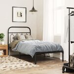 vidaXL Cadre de lit métal sans matelas avec tête de lit noir 80x200 cm
