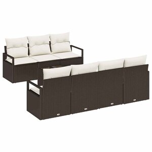 vidaXL Ensemble de Canapés 8 Pièces Marron et Crème polyrotin