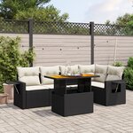 vidaXL Salon de jardin 6 Pièces avec coussins noir résine tressée