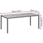vidaXL Table de jardin 190x90x75 cm Résine tressée/bois d'acacia Gris